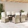 vidaXL Set da Pranzo per Giardino con cuscino 7 pcs Beige polyrattan