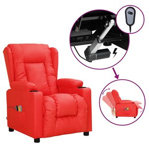 vidaXL Poltrona Massaggio Elettrica Rosso Similpelle