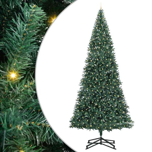 vidaXL Albero di Natale Artificiale Pre-illuminato con Set di Palline
