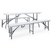 vidaXL Tavolo Giardino Pieghevole 2 Panche 180cm Acciaio e HDPE Bianco