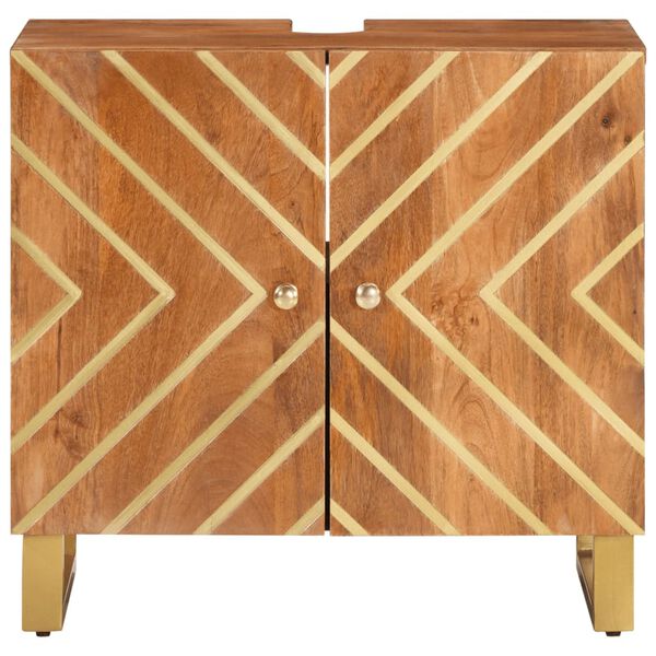 vidaXL Mobile Sotto Lavabo da Bagno Marrone e Nero in Legno di Mango