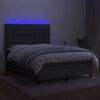 vidaXL Letto a Molle Materasso e LED Grigio Scuro 140x200cm in Tessuto