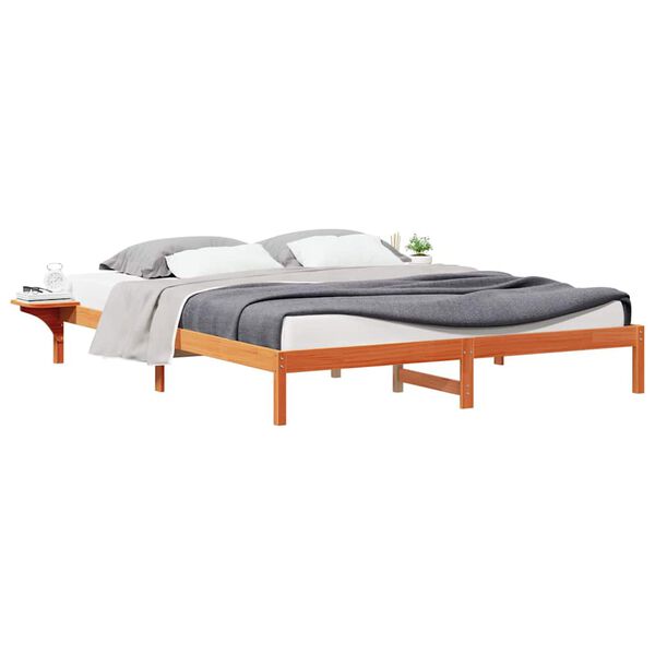 vidaXL Letto con Tavolini Laterali Marrone cerato 180 x 210 cm