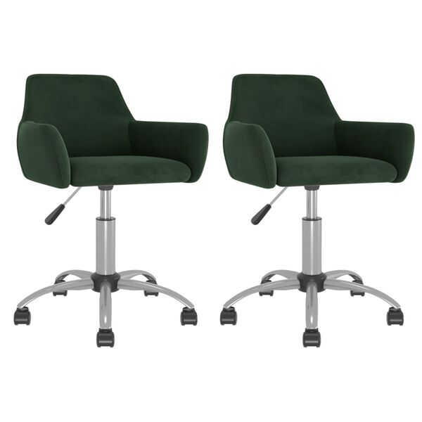 vidaXL Sedie da Pranzo Girevoli 2 pz Verde Scuro in Velluto