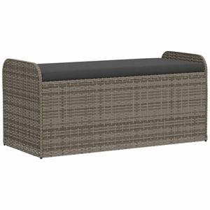 vidaXL Cassapanca con Cuscino Grigia 115x51x52 cm in Polyrattan