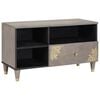 vidaXL Mobile TV Grigio 80 x 33 x 46 cm Legno di mango massello