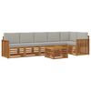 vidaXL Set di divani da esterno 7 pz Grigio Naturale e Chiaro