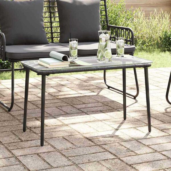 vidaXL Tavolo da Giardino Nero 80 x 40 x 45.5 cm Poly Rattan