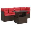 vidaXL Set Divano da Giardino 5 pz Cuscini Marrone Polyrattan e Acacia
