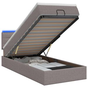 vidaXL Letto Ottomano con Materasso e LED Tortora 80 x 200 cm Tessuto