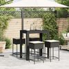 vidaXL Set Bar da Giardino 5 pz con Cuscini in Polyrattan Nero