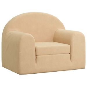 vidaXL Divano Letto per Bambini Crema in Morbido Peluche