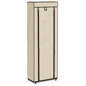 vidaXL Scarpiera con Rivestimento in Tessuto Crema 57x29x162 cm
