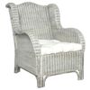vidaXL Poltrona con Cuscino Grigio in Rattan Naturale e Lino