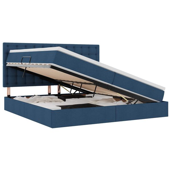 vidaXL Letto con contenitore e LED con led Blu 200 x 200 cm Poliestere