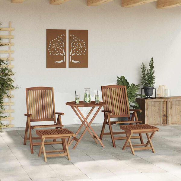 vidaXL Set da Pranzo per Giardino 4 pcs Marrone Legno di teak solido