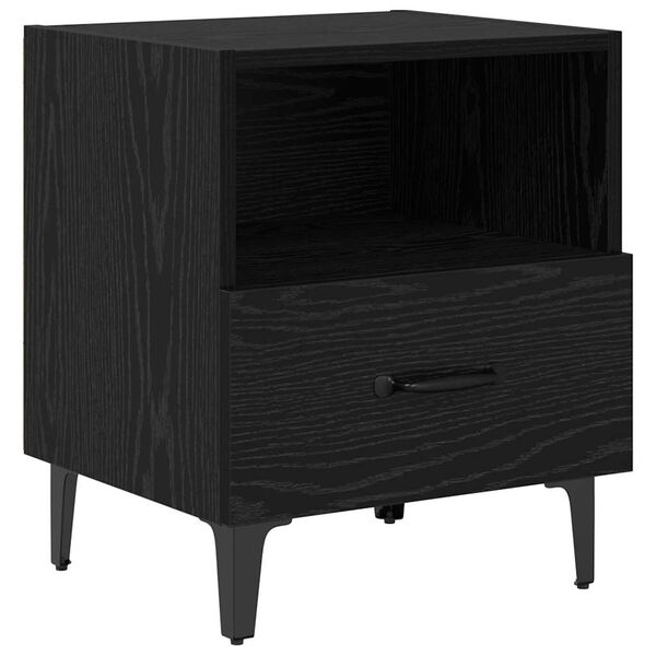 vidaXL Armadio da Notte con cassetto Rovere nero 40 x 35 x 47,5 cm