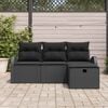 vidaXL Set Divano da Giardino con cuscino 4 pcs Nero polyrattan