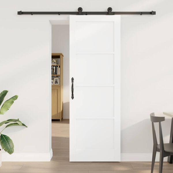 vidaXL Porta scorrevole Bianco e Nero 73,5 x 211 cm Pino massello