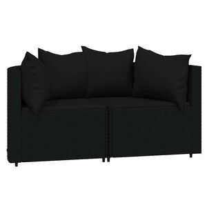 vidaXL Divani Angolari da Giardino con Cuscini 2pz in Polyrattan Nero