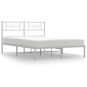 vidaXL Giroletto con Testiera Metallo Bianco 135x190 cm