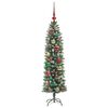 vidaXL Albero di Natale Artificiale Sottile Verde e Bianco 120 cm