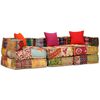 vidaXL Pouf Modulare a 3 Posti in Tessuto Patchwork