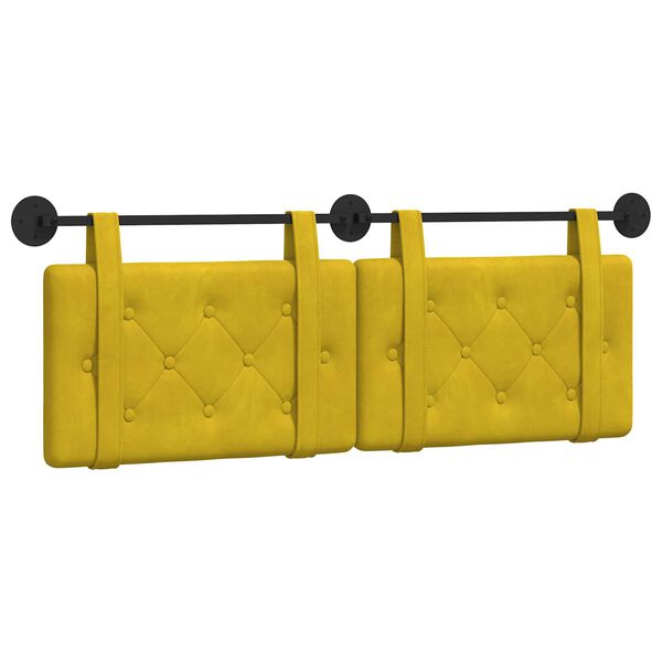 vidaXL Testata appesa Giallo 150 x 55 x 5 cm Velluto