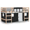 vidaXL Letto a Soppalco Bambini con Tende Bianco e Nero 90x190 cm Pino