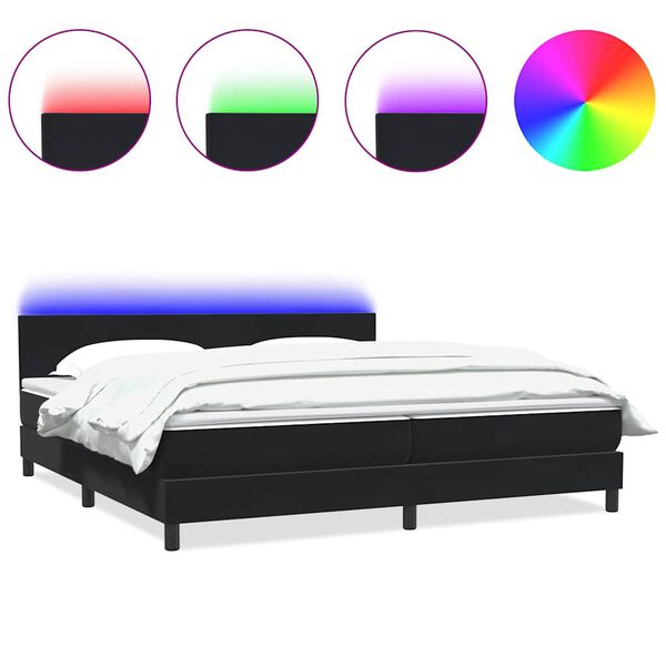 vidaXL Letto a Molle con Materasso e LED Nero 200x210 cm in Velluto