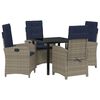 vidaXL Set da Pranzo per Giardino 5 pz Grigio polyrattan
