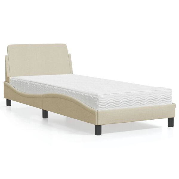vidaXL Letto con Materasso Dover Crema 90x190 cm in Tessuto
