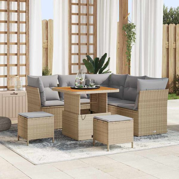 vidaXL Set Divano da Giardino con cuscino 8 pcs beige e grigio chiaro