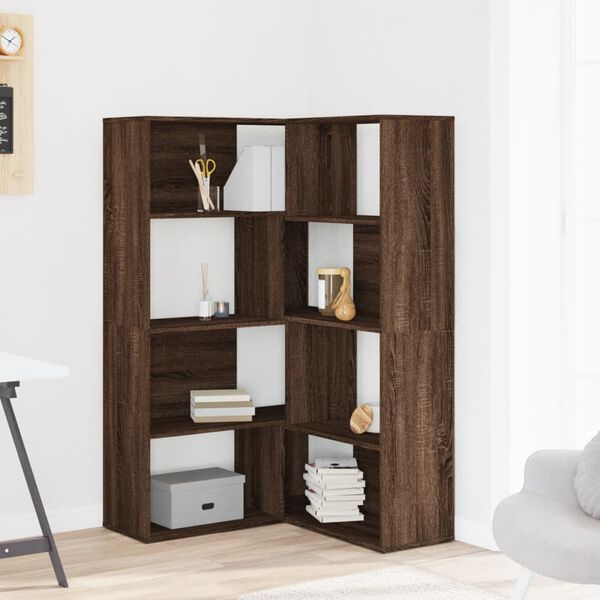 vidaXL Libreria 4 Ripiani Rovere Marrone 85x85x140 cm Truciolare