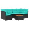 vidaXL Set Divani da Giardino 7 pz con Cuscini Nero in Polyrattan