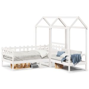 vidaXL Set Dormeuse e Panca con Tetto Bianco 80x200cm Massello Pino