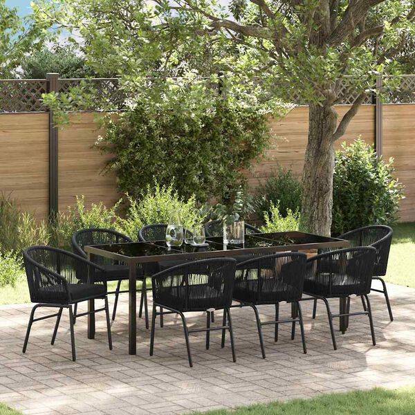 vidaXL Set da Pranzo per Giardino 9 pcs Nero