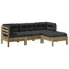 vidaXL Set Divani da Giardino 4pz con Cuscini Legno Impregnato di Pino
