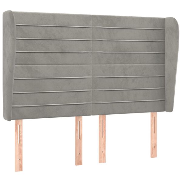 vidaXL Testiera ad Orecchio Grigio Chiaro 147x23x118/128 cm in Velluto