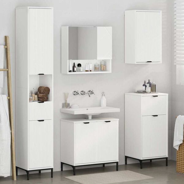 vidaXL Set di mobili per il bagno Bianco Legno ingegnerizzato, Metallo