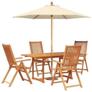 vidaXL Set da pranzo da esterno con ombrellone 6 pz