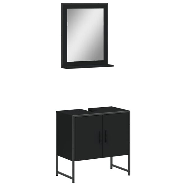 vidaXL Set Mobili da Bagno 2 pz Nero in Legno Multistrato