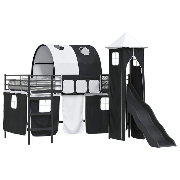 vidaXL Struttura del letto loft per bambini Nero 99,5 x 200 cm Metallo