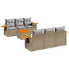 vidaXL Set Divani da Giardino 7 pz con Cuscini Beige in Polyrattan