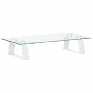 vidaXL Supporto per Monitor Bianco 40x20x8cm Vetro Temperato e Metallo