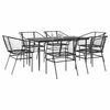 vidaXL Set Pranzo da Giardino 7 pz Nero Polyrattan Vetro