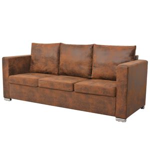 vidaXL Divano a 3 Posti 191x73x82 cm in Pelle Scamosciata Artificiale