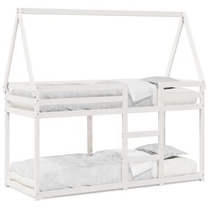 vidaXL Letto a Castello con Tetto Bianco 90x200 cm in Legno di Pino