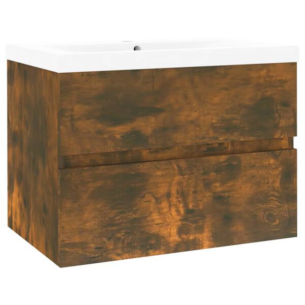 vidaXL Mobile Bagno con Lavabo Integrato Rovere Fumo Legno Multistrato