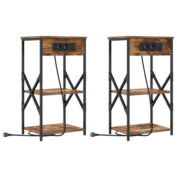 vidaXL Armadio da Notte 2 pcs Rovere fum&eacute; 41 x 31 x 76 cm